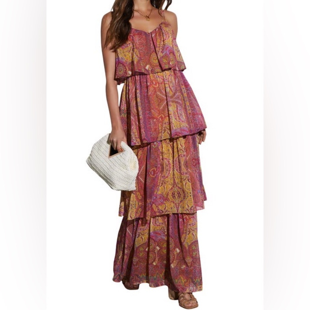 Layered Paisley Maxi Dress